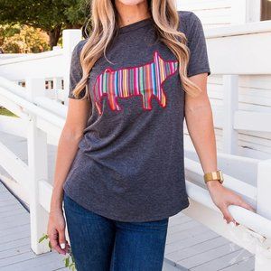 Serape Piggy Patch on Charcoal Heathered Crewneck